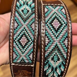 Beaded Leather Belt